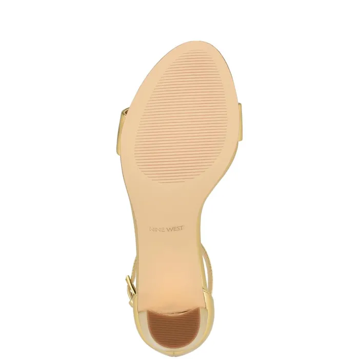 Pruce Ankle Strap Block Heel Sandals Gold Women Nine West Heeled Pruce Ankle Strap Block Heel Sandals Gold Women Nine West Heeled