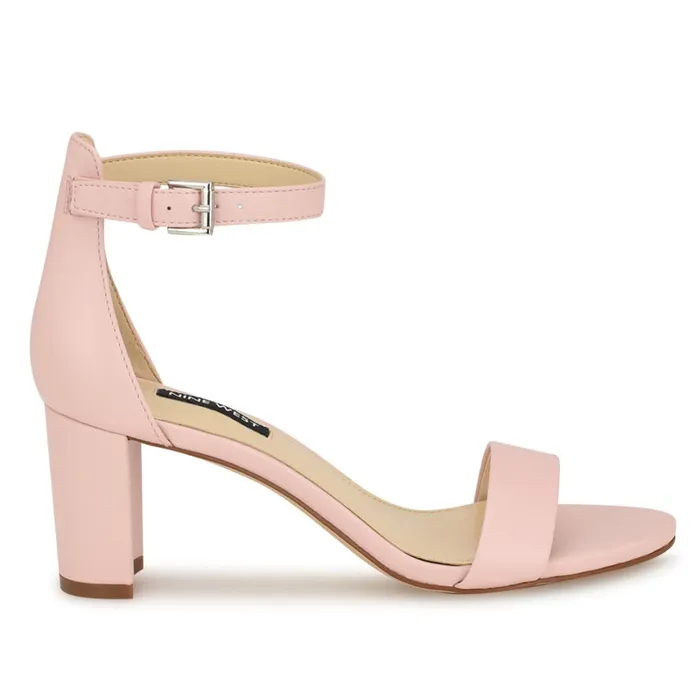 Pruce Ankle Strap Block Heel Sandals Light Pink Women Nine West Mid Heels