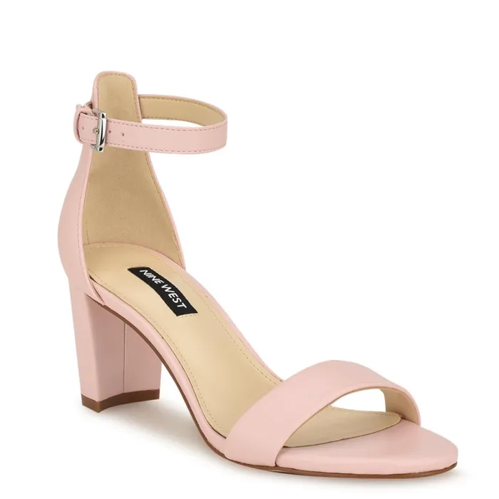 Pruce Ankle Strap Block Heel Sandals Light Pink Women Nine West Mid Heels Pruce Ankle Strap Block Heel Sandals Light Pink Women Nine West Mid Heels