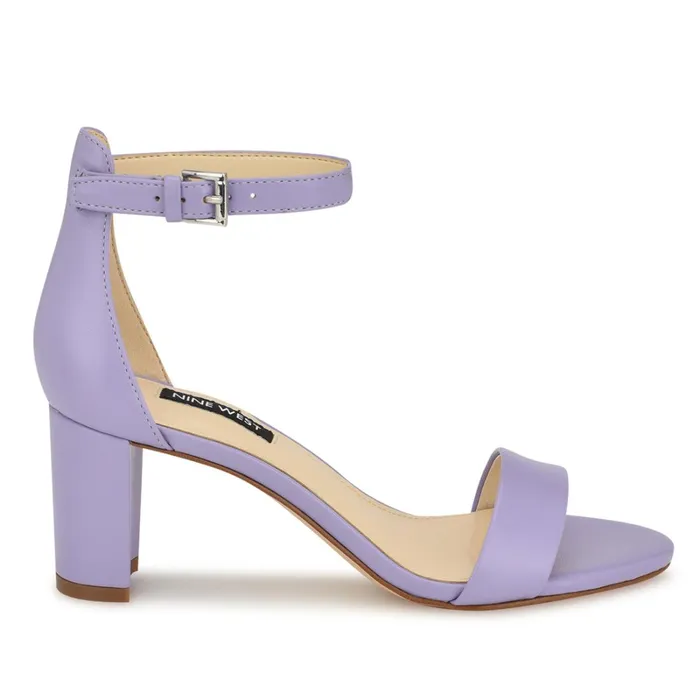 Pruce Ankle Strap Block Heel Sandals Lilac Women Nine West Mid Heels