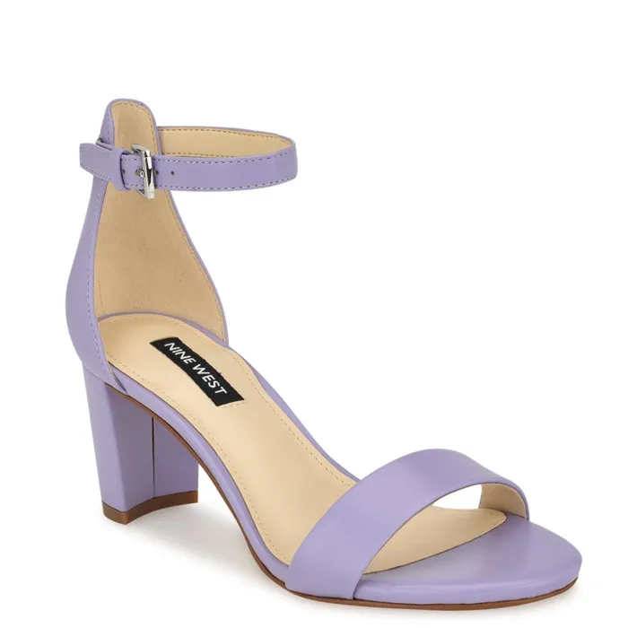 Pruce Ankle Strap Block Heel Sandals Lilac Women Nine West Mid Heels Pruce Ankle Strap Block Heel Sandals Lilac Women Nine West Mid Heels