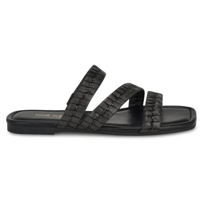 Quinlea Flat Strappy Sandals Black Women Nine West Low Heel