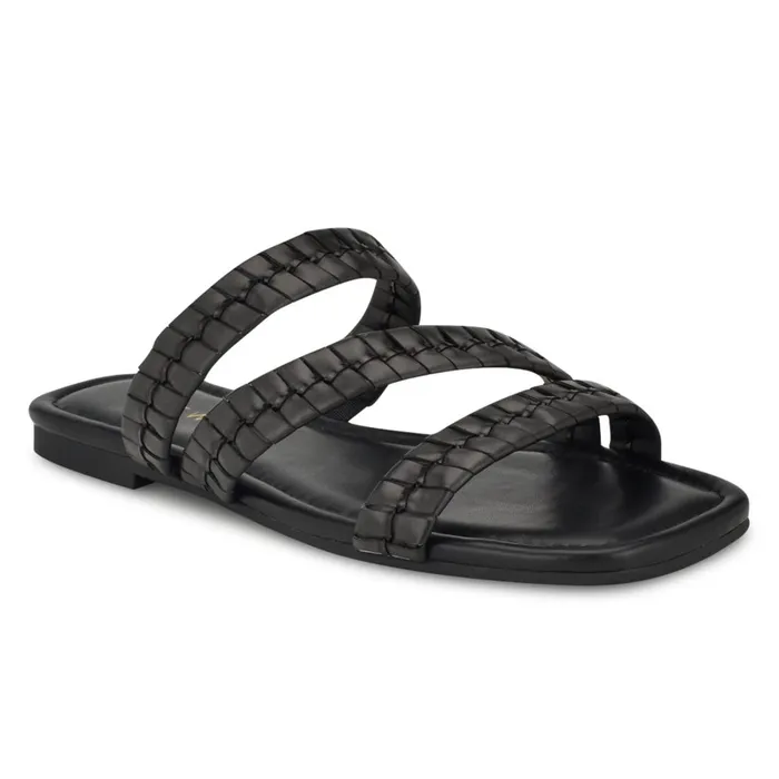 Quinlea Flat Strappy Sandals Black Women Nine West Low Heel Quinlea Flat Strappy Sandals Black Women Nine West Low Heel