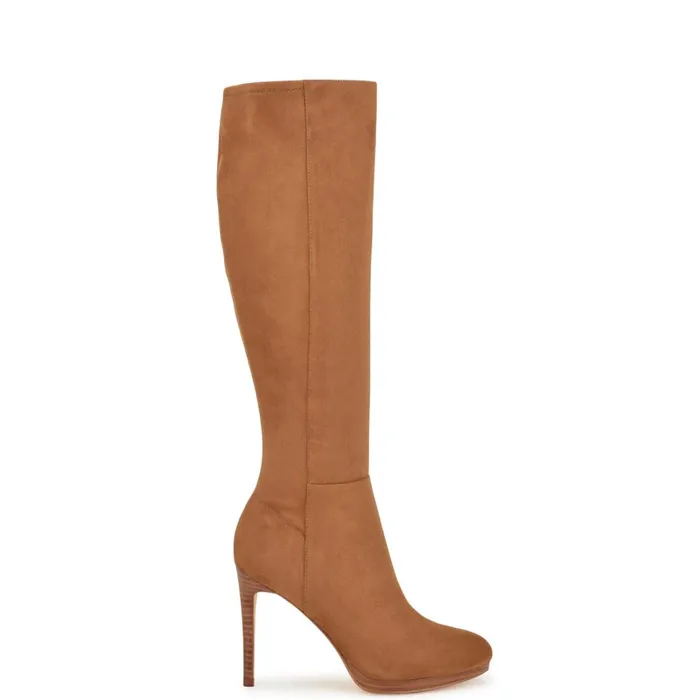 Quizme Wide Calf Platform Boots Tan Suede Women Nine West Boots and Booties