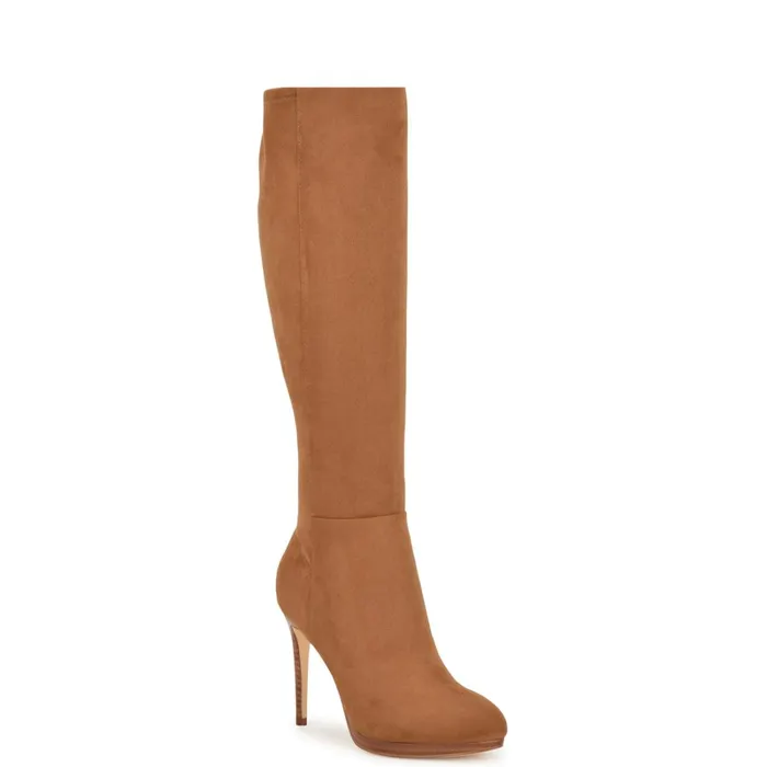 Quizme Wide Calf Platform Boots Tan Suede Women Nine West Boots and Booties Quizme Wide Calf Platform Boots Tan Suede Women Nine West Boots and Booties