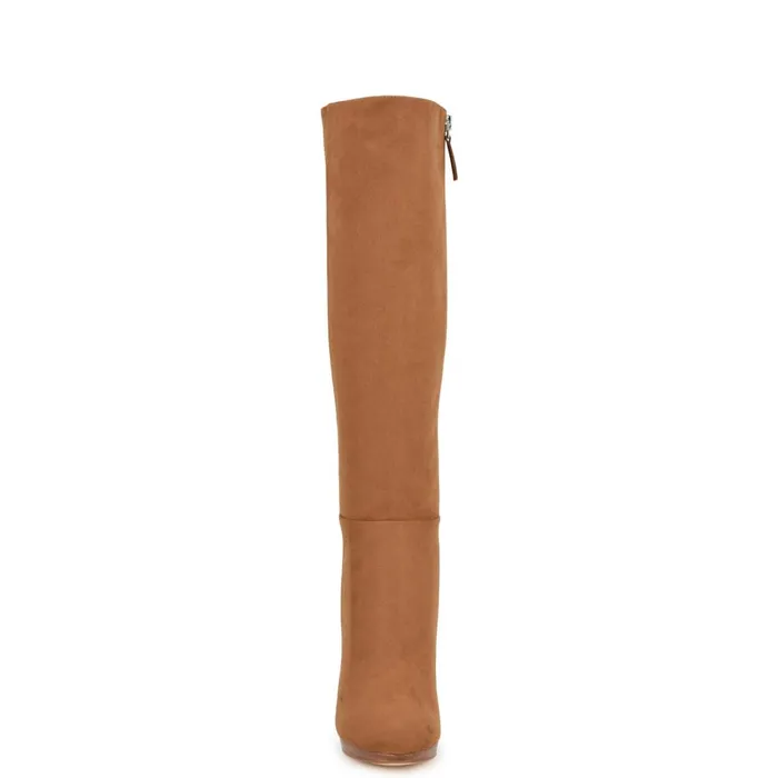 Quizme Wide Calf Platform Boots Tan Suede Women Nine West Boots and Booties Quizme Wide Calf Platform Boots Tan Suede Women Nine West Boots and Booties