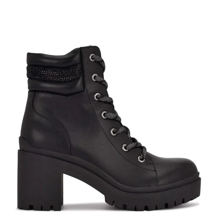 Quona Combat Booties Black Women Nine West Boots and Booties