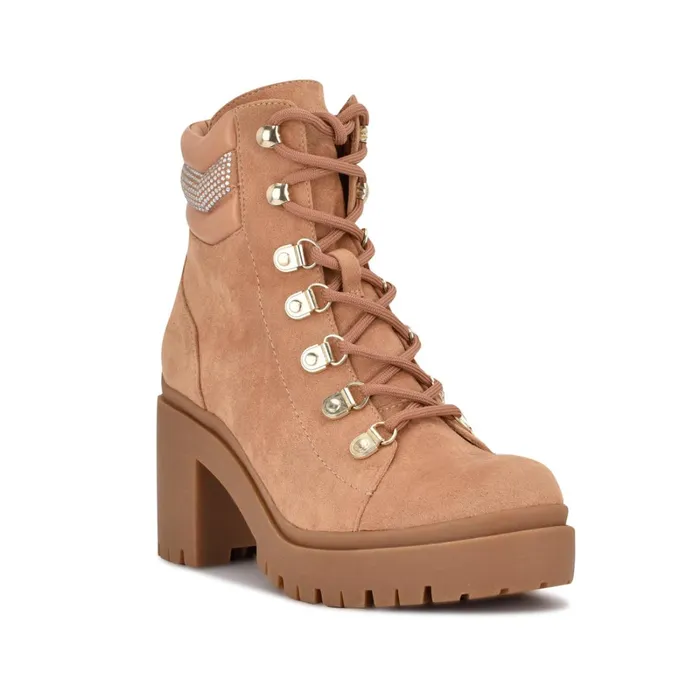 Qwork Lug Sole Booties Tan Suede Women Nine West Boots and Booties Qwork Lug Sole Booties Tan Suede Women Nine West Boots and Booties
