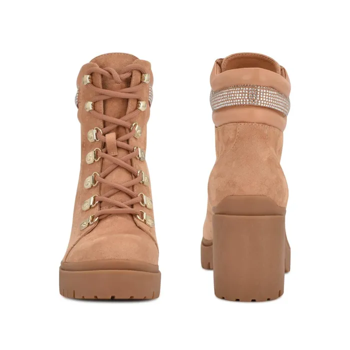 Qwork Lug Sole Booties Tan Suede Women Nine West Boots and Booties Qwork Lug Sole Booties Tan Suede Women Nine West Boots and Booties