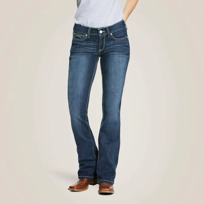 REAL Mid Rise Arrow Fit Stretch Shayla Boot Cut Jean Gemstone Women Ariat Denim