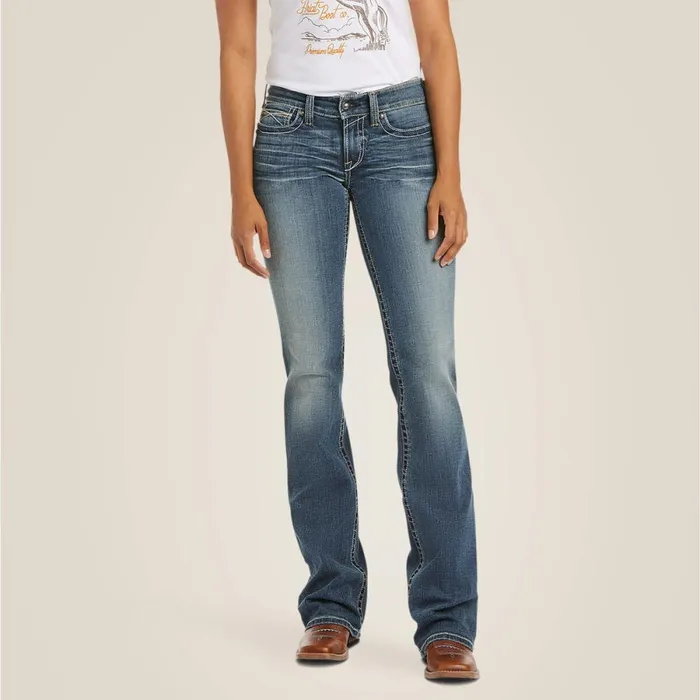 REAL Mid Rise Stretch Whipstitch Boot Cut Jean Rainstorm Women Ariat Denim