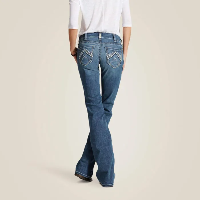 REAL Mid Rise Stretch Whipstitch Boot Cut Jean Rainstorm Women Ariat Denim