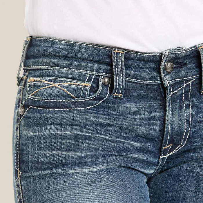 REAL Mid Rise Stretch Whipstitch Boot Cut Jean Rainstorm Women Ariat Denim