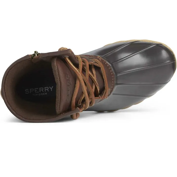 Rain and Duck Boots Women Sperry Saltwater Duck Boot Tan Dark Brown