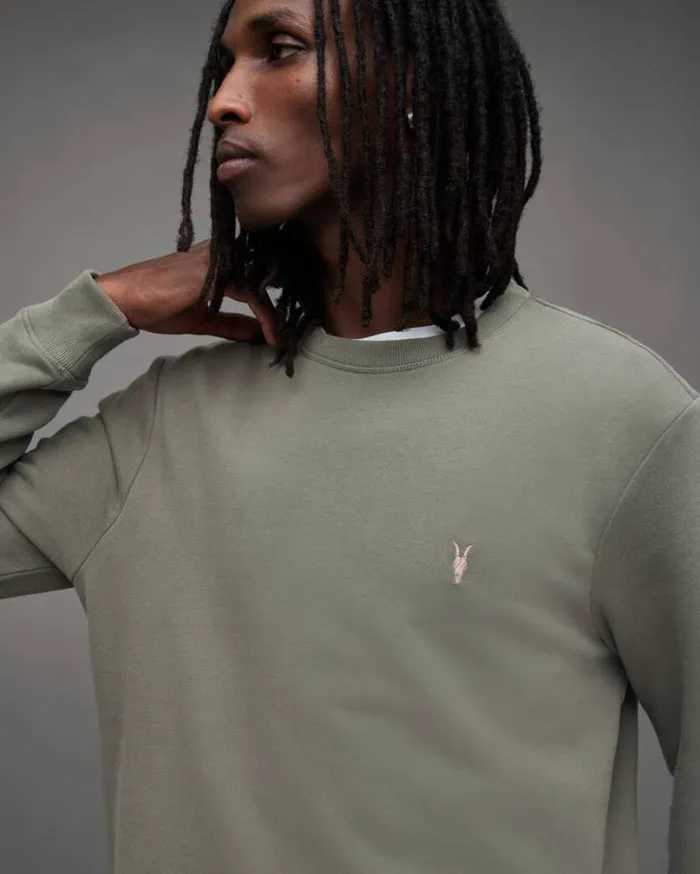 Raven Contrast Crew Neck Ramskull Sweatshirt Planet Grey Men AllSaints Sweatshirts and Hoodies Raven Contrast Crew Neck Ramskull Sweatshirt Planet Grey Men AllSaints Sweatshirts and Hoodies