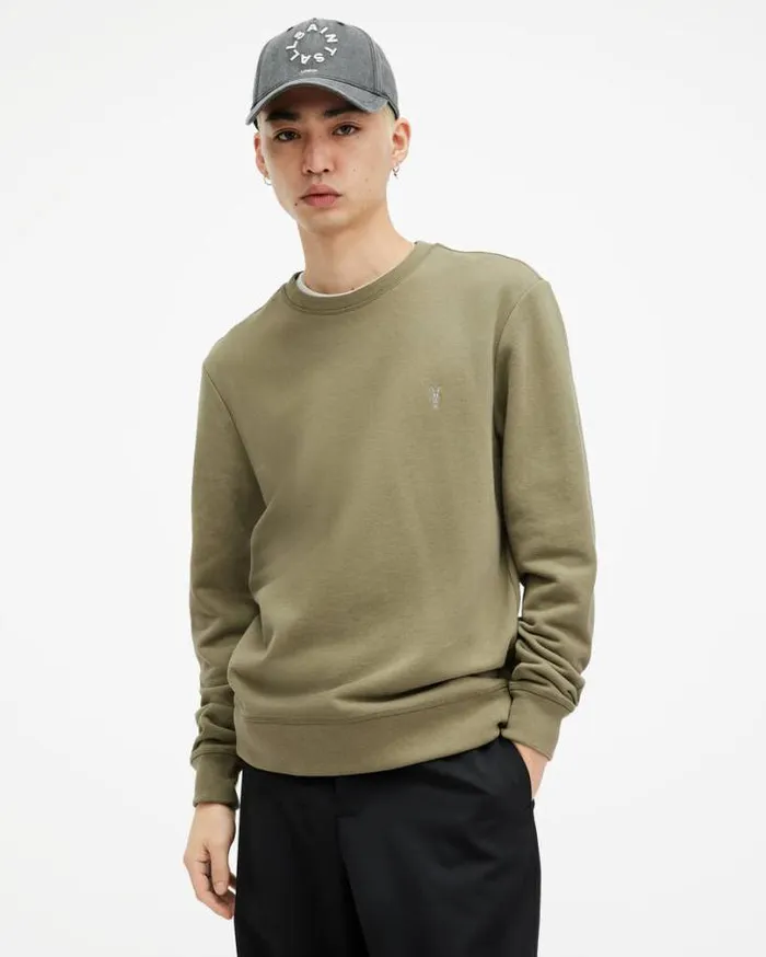 Raven Crew Neck Ramskull Sweatshirt Avo Green Men AllSaints Sweatshirts and Hoodies