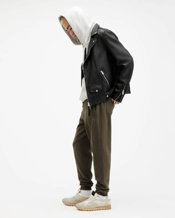 Raven Cuffed Slim Fit Ramskull Sweatpants Ash Khaki Green Men AllSaints Pants Raven Cuffed Slim Fit Ramskull Sweatpants Ash Khaki Green Men AllSaints Pants