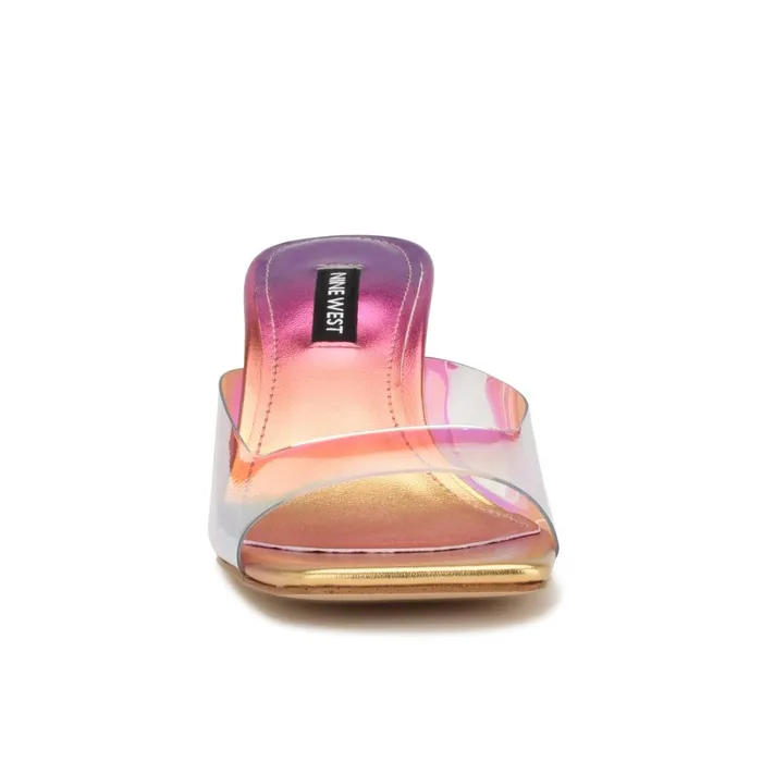 Raylen Heeled Slide Sandals Sunset Multi Metallic Women Nine West Heeled Raylen Heeled Slide Sandals Sunset Multi Metallic Women Nine West Heeled