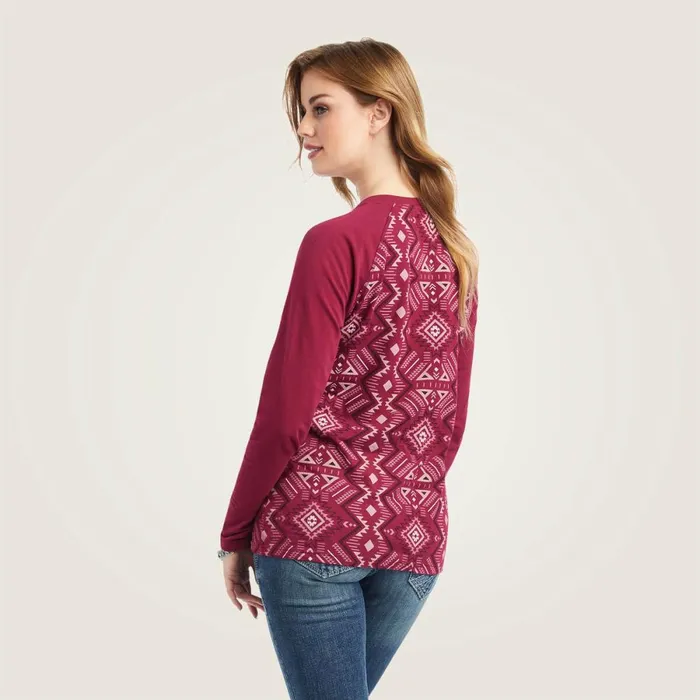 REAL Printed Henley Shirt Maze Multibeet Red Women Ariat TShirts and Tops REAL Printed Henley Shirt Maze Multibeet Red Women Ariat TShirts and Tops