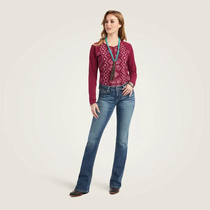 REAL Printed Henley Shirt Maze Multibeet Red Women Ariat TShirts and Tops REAL Printed Henley Shirt Maze Multibeet Red Women Ariat TShirts and Tops