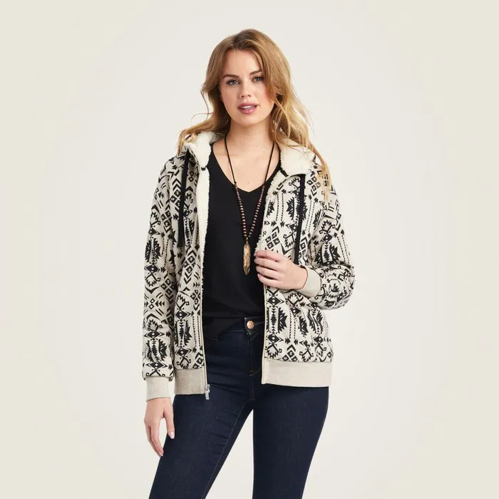 REAL Sherpa Full Zip Hoodie Oaxaca Print Women Ariat Sweatshirts and Hoodies