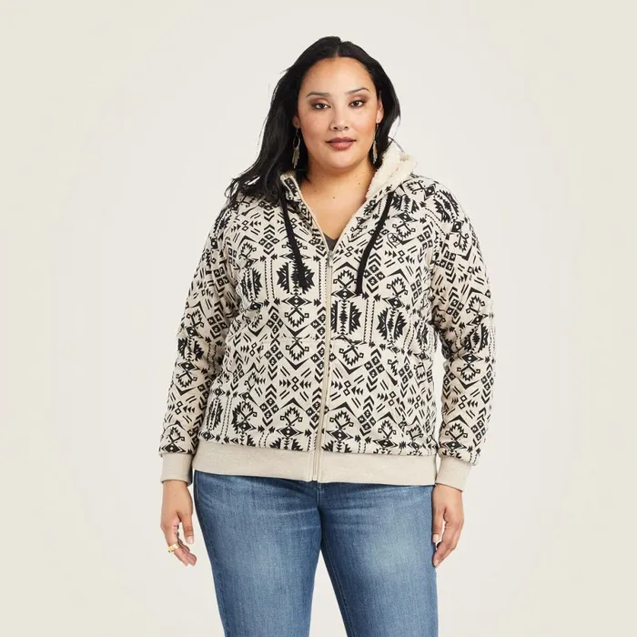 REAL Sherpa Full Zip Hoodie Oaxaca Print Women Ariat Sweatshirts and Hoodies