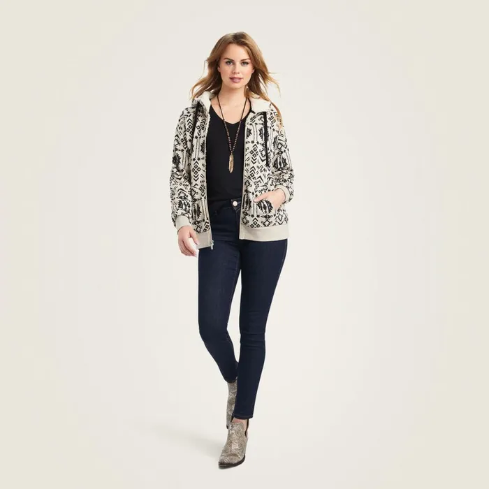 REAL Sherpa Full Zip Hoodie Oaxaca Print Women Ariat Sweatshirts and Hoodies