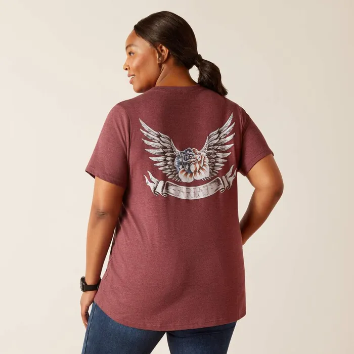 Rebar Cotton Strong American Rose TShirt Burgundy Heather Women Ariat TShirts and Tops Rebar Cotton Strong American Rose TShirt Burgundy Heather Women Ariat TShirts and Tops