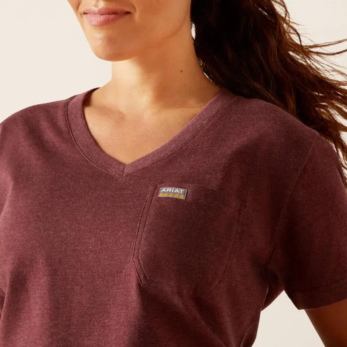 Rebar Cotton Strong American Rose TShirt Burgundy Heather Women Ariat TShirts and Tops Rebar Cotton Strong American Rose TShirt Burgundy Heather Women Ariat TShirts and Tops