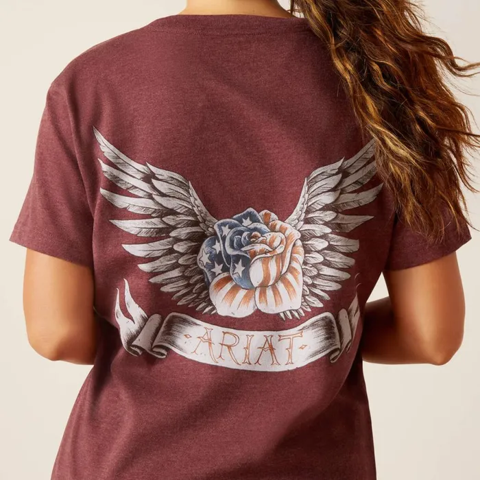 Rebar Cotton Strong American Rose TShirt Burgundy Heather Women Ariat TShirts and Tops Rebar Cotton Strong American Rose TShirt Burgundy Heather Women Ariat TShirts and Tops