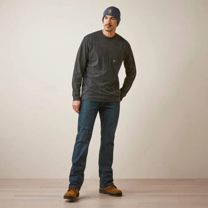 Rebar Cotton Strong Shock Fire Charcoal Heather Men Ariat TShirts and Polos Rebar Cotton Strong Shock Fire Charcoal Heather Men Ariat TShirts and Polos