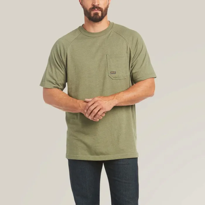 Rebar Cotton Strong TShirt Sageheather Men Ariat TShirts and Polos