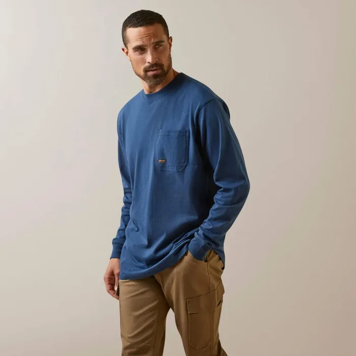 Rebar Cotton Strong Union City Blue Wing Teal Men Ariat TShirts and Polos Rebar Cotton Strong Union City Blue Wing Teal Men Ariat TShirts and Polos
