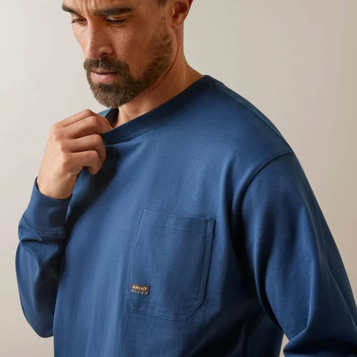 Rebar Cotton Strong Union City Blue Wing Teal Men Ariat TShirts and Polos Rebar Cotton Strong Union City Blue Wing Teal Men Ariat TShirts and Polos