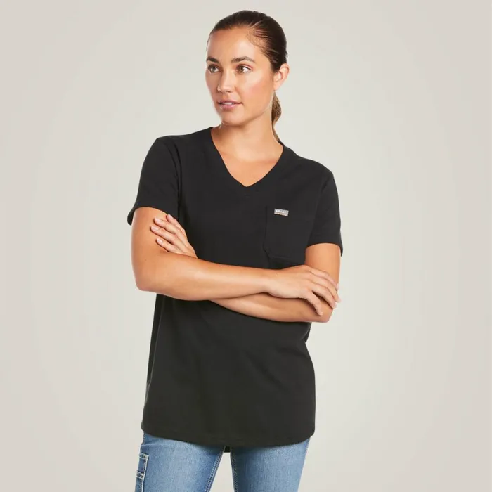 Rebar Cotton Strong VNeck TShirt Black Women Ariat TShirts and Tops