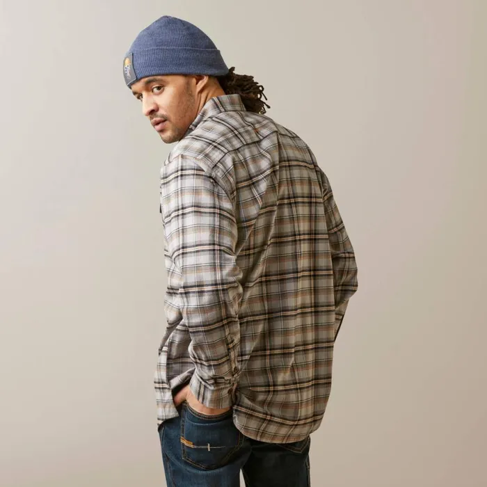Rebar Flannel DuraStretch Work Shirt Alloy Plaid Men Ariat Button Down Shirts Rebar Flannel DuraStretch Work Shirt Alloy Plaid Men Ariat Button Down Shirts