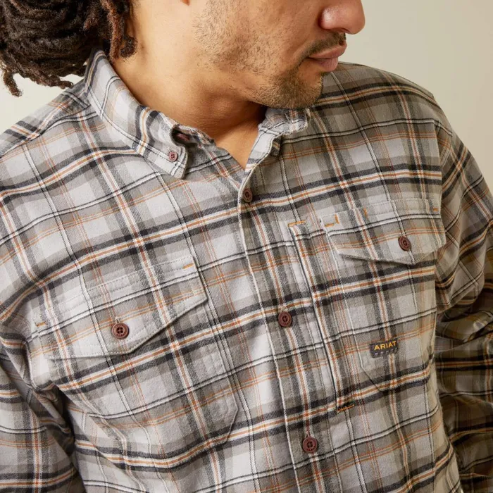 Rebar Flannel DuraStretch Work Shirt Alloy Plaid Men Ariat Button Down Shirts Rebar Flannel DuraStretch Work Shirt Alloy Plaid Men Ariat Button Down Shirts