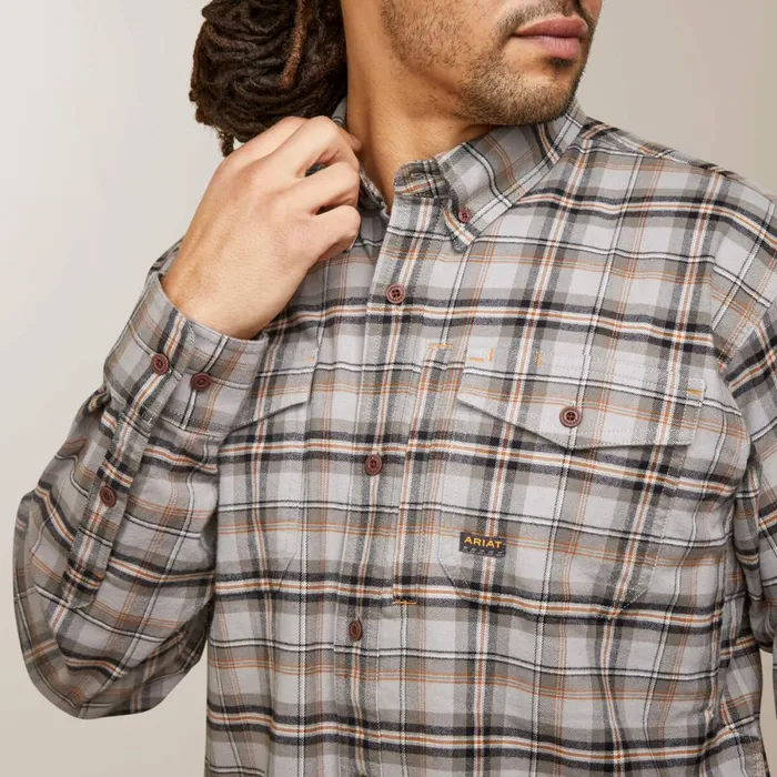 Rebar Flannel DuraStretch Work Shirt Alloy Plaid Men Ariat Button Down Shirts Rebar Flannel DuraStretch Work Shirt Alloy Plaid Men Ariat Button Down Shirts