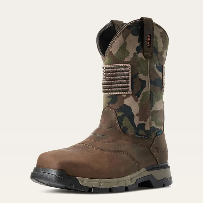 Rebar Flex Patriot Waterproof Composite Toe Work Boot Dark Brown Men Ariat Western Boots