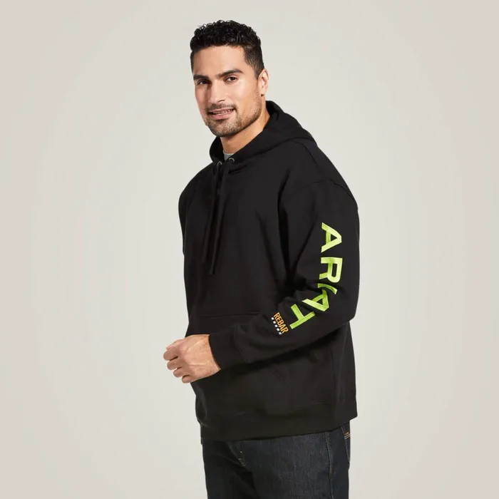 Rebar Graphic Hoodie Blacklime Men Ariat Sweatshirts and Hoodies