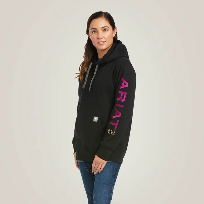 Rebar Graphic Hoodie Blackpurple Women Ariat Sweatshirts and Hoodies