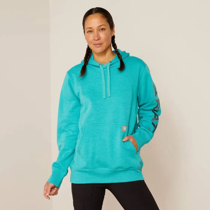 Rebar Graphic Hoodie Latigo Bay Heatherdark Slate Women Ariat Sweatshirts and Hoodies