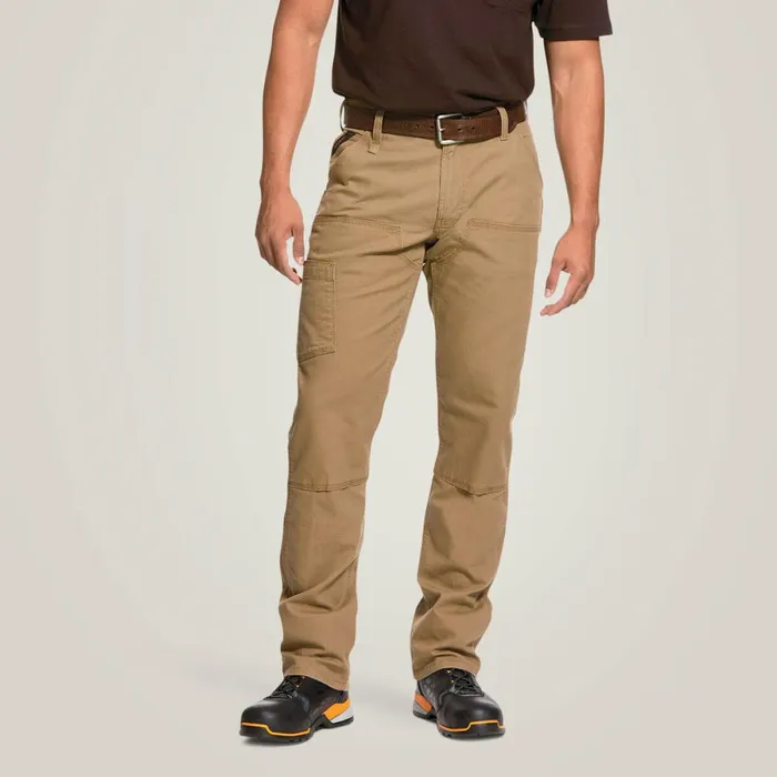 Rebar M4 Low Rise DuraStretch Made Tough Double Front Stackable Straight Leg Pant Field Khaki Men Ariat Pants and Shorts