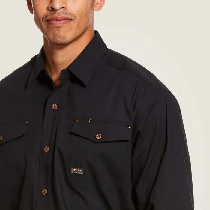Rebar Made Tough DuraStretch Classic Fit Work Shirt Black Men Ariat Button Down Shirts