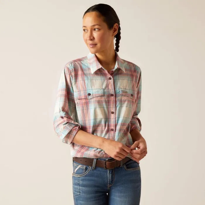 Rebar Made Tough DuraStretch Work Shirt Vanilla Ice Plaid Women Ariat TShirts and Tops