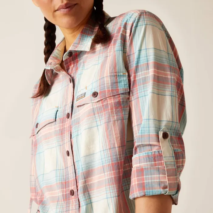 Rebar Made Tough DuraStretch Work Shirt Vanilla Ice Plaid Women Ariat TShirts and Tops