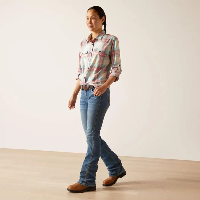 Rebar Made Tough DuraStretch Work Shirt Vanilla Ice Plaid Women Ariat TShirts and Tops