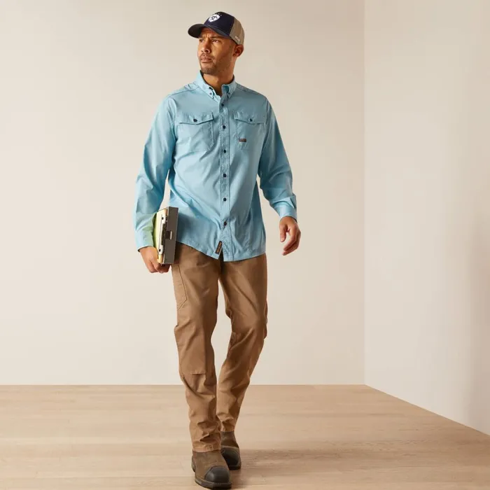 Rebar Made Tough VentTEK DuraStretch Work Shirt Bluejay Heather Men Ariat Button Down Shirts Rebar Made Tough VentTEK DuraStretch Work Shirt Bluejay Heather Men Ariat Button Down Shirts