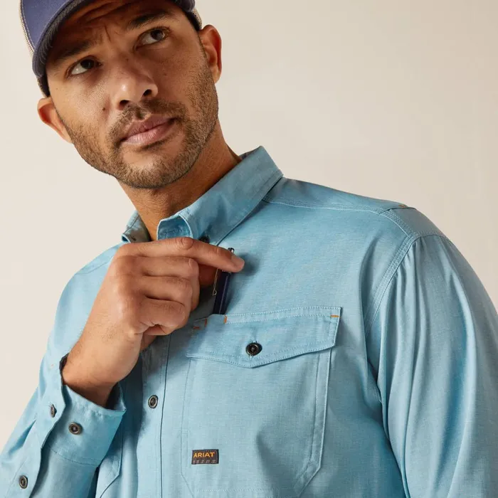 Rebar Made Tough VentTEK DuraStretch Work Shirt Bluejay Heather Men Ariat Button Down Shirts Rebar Made Tough VentTEK DuraStretch Work Shirt Bluejay Heather Men Ariat Button Down Shirts