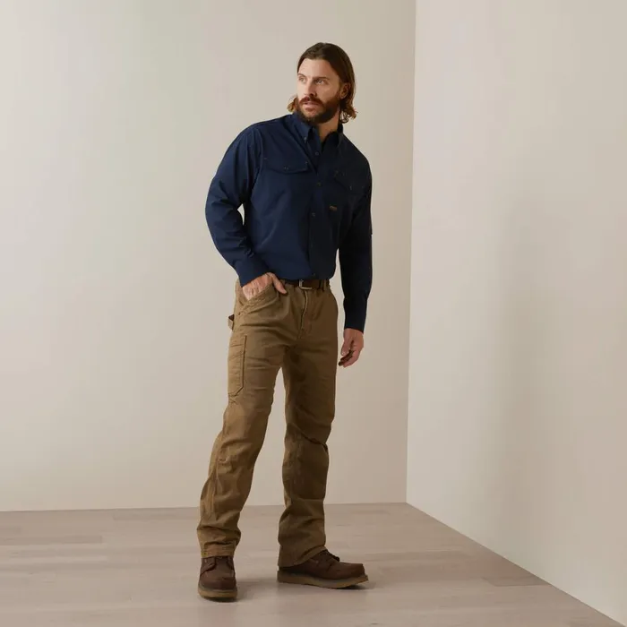 Rebar Made Tough VentTEK DuraStretch Work Shirt Navy Men Ariat Button Down Shirts Rebar Made Tough VentTEK DuraStretch Work Shirt Navy Men Ariat Button Down Shirts